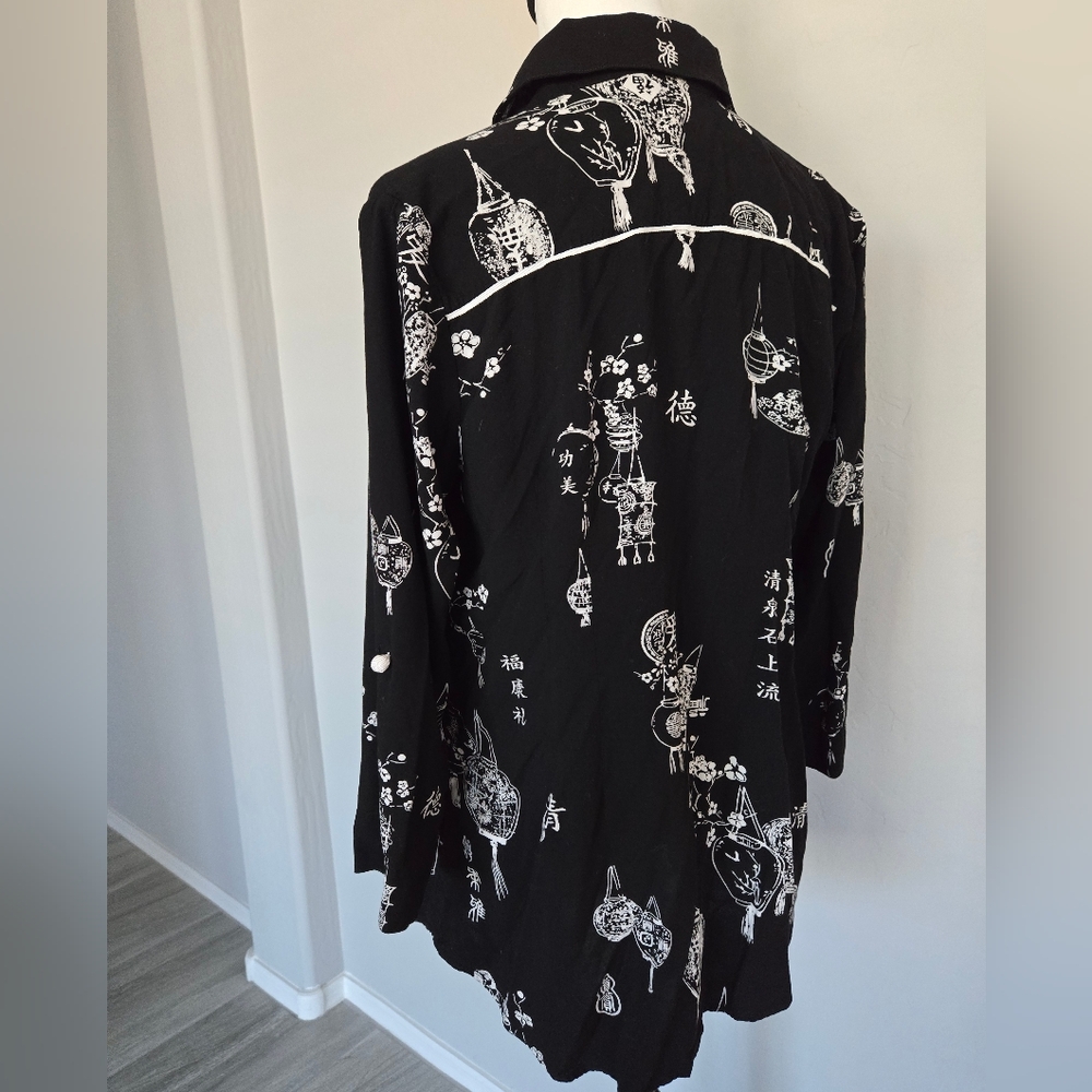 Soft Surroundings Asymmetrical Hem Asian Wrap Around Button Front Top Shirt Sz M - Picture 5 of 12